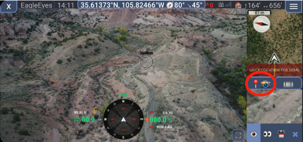 Pin/camera icon under the map